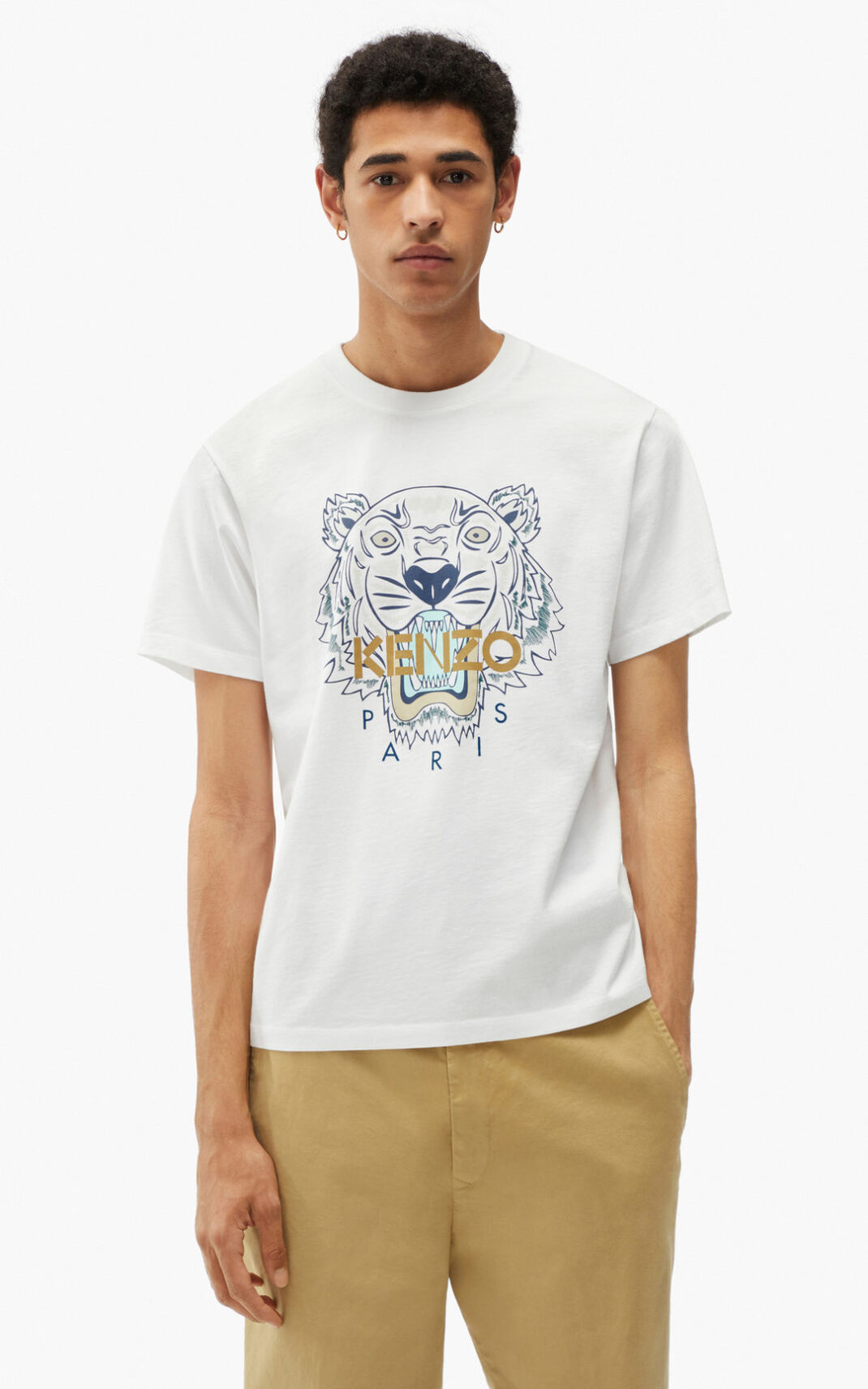 Camisetas Kenzo Tiger Hombre Blancas XFH230981